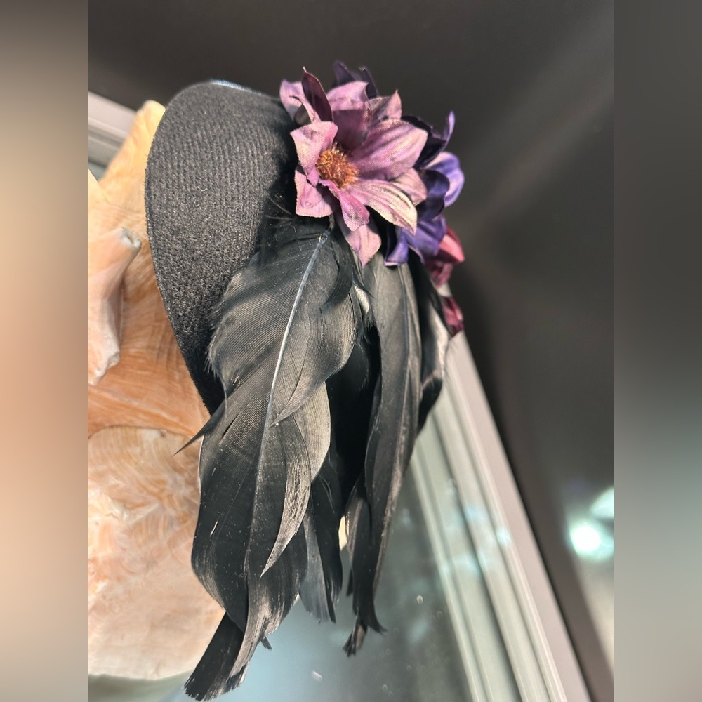 DARK PURPLE AND BLACK  FASCINATOR hat / hair  Accessories - Picture 14 of 14